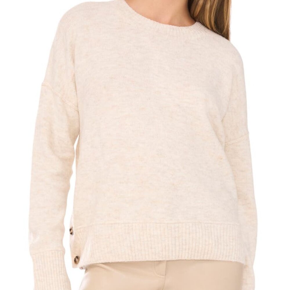 Vince Camuto Three Button Crewneck Sweater